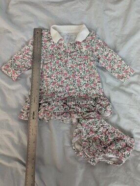 Ralph Lauren Dress with Pink and Green Floral Print, Size 9m